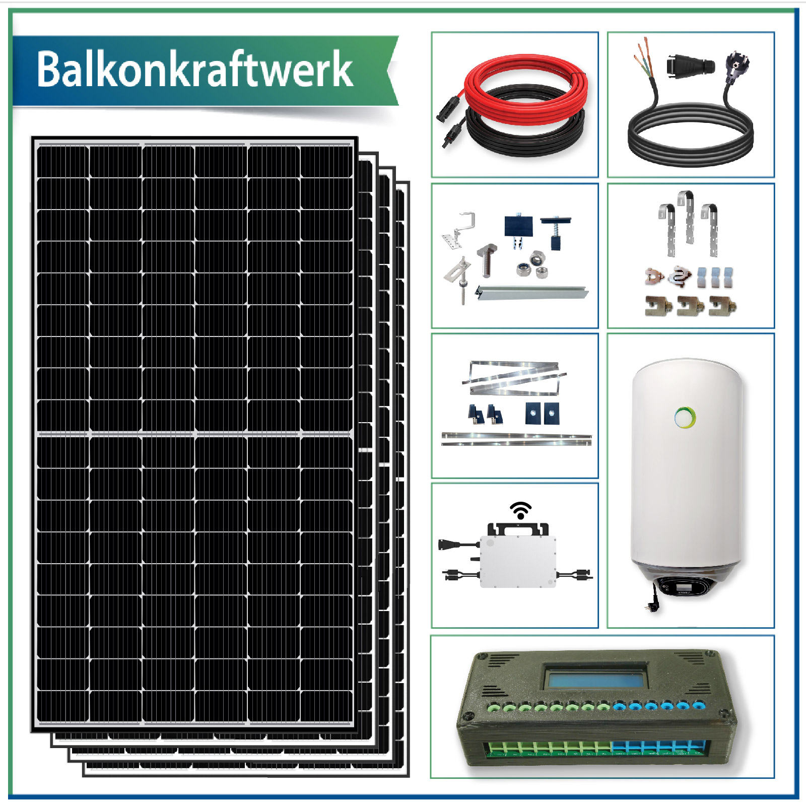 380 Watt Balkonkraftwerk Photovoltaik Solaranlage Steckerfertig WIFI Smart